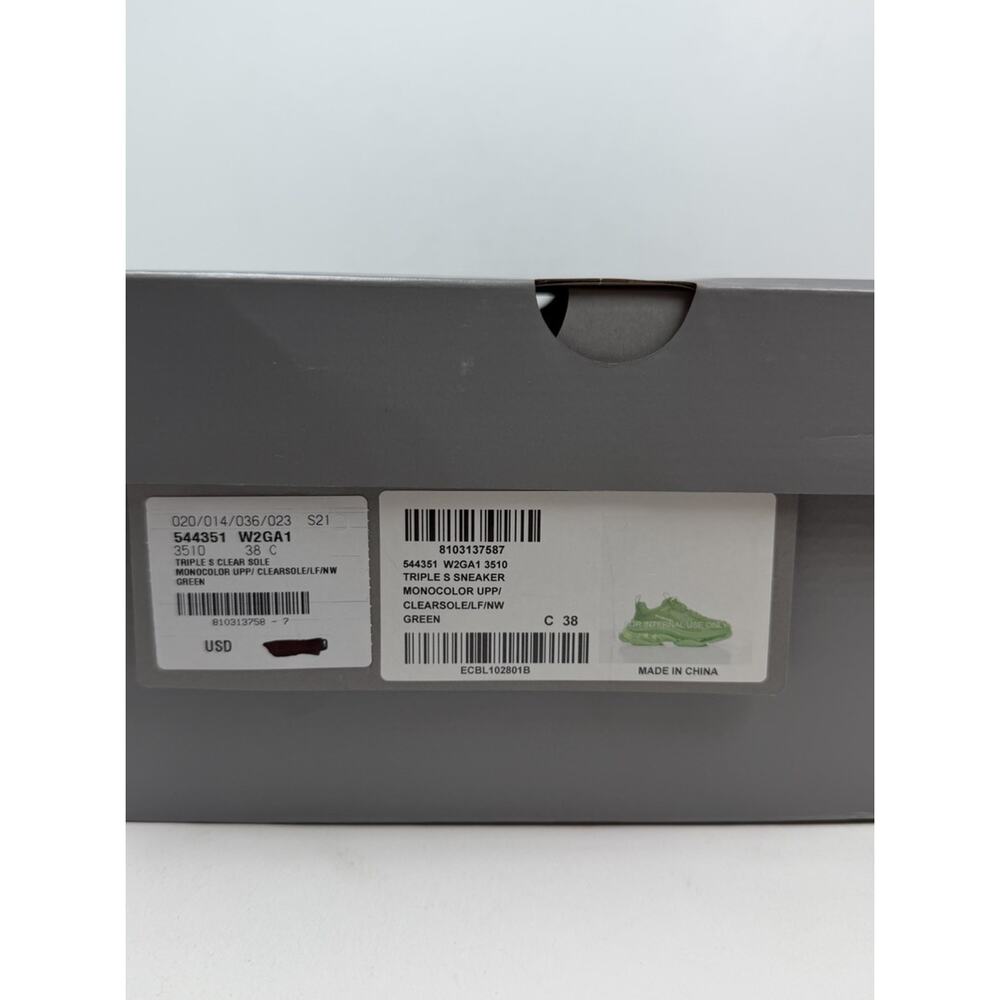 Size 38EU/8W - Balenciaga Triple S Fluo Green Sneakersđź’š NEW/RETAIL $1K! - Picture 10 of 10